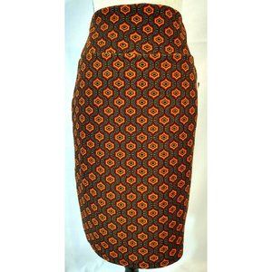 LulaRoe Pencil Skirt Size M Cassie Orange Diamond